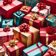 Obraz premium Collection of Gifts with Colourful Bows