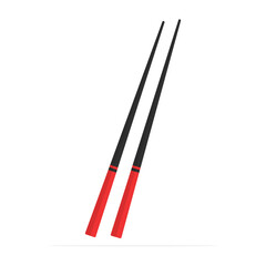 Black and red japan chopstick flat illustration vector