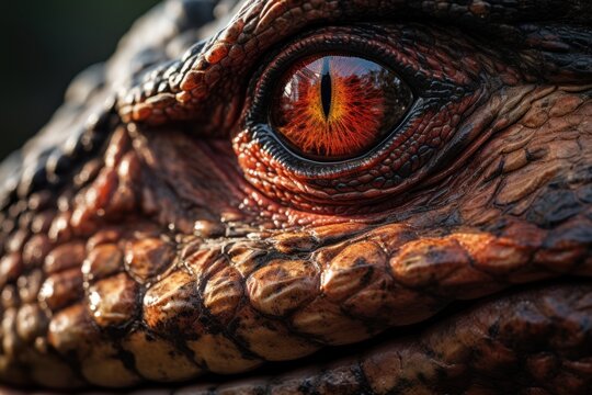 Close-up view of a prehistoric dinosaur. Photorealistic.