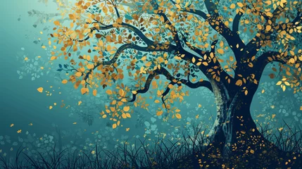 Fotobehang Illustration of a big tree with fruits © jr-art
