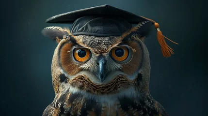 Poster An owl in a graduation cap and glasses, looking wise and fashionable. © AI By Ibraheem