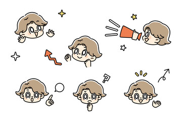 顔と手　ポーズ　表情　セット