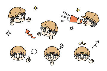 顔と手　ポーズ　表情　セット