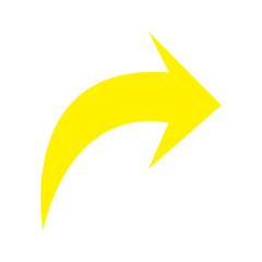 Vector flat style illustration of yellow arrow icon going right symbol