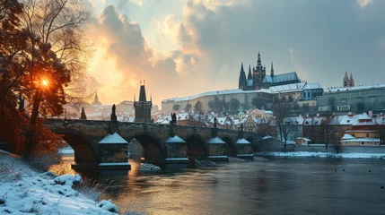 Fotobehang Artistic illustration of Prague city. Czech Republic in Europe. © Joyce