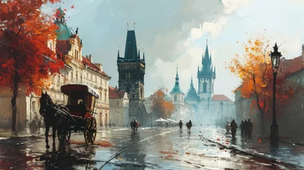 Schilderijen op glas Artistic illustration of Prague city. Czech Republic in Europe. © Joyce