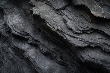 The intricate patterns carved into the charcoal rock surface tell a tale of natural forces at play over countless years.
