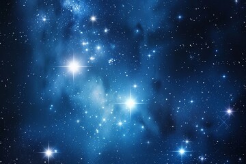 Stars twinkle in the vast universe, with nebulous clouds hinting at the birthplace of new celestial bodies.