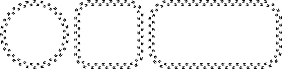 Fototapeta premium black white pig footprint trail frame set