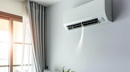 Mounted air conditioner cooling living room