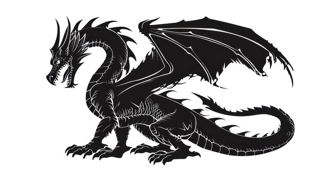 Vector illustration clipart of dragon over white background.