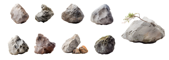 Stone rock isolated on PNG transparent background , Use for visualization in architectural design or garden decorate	
