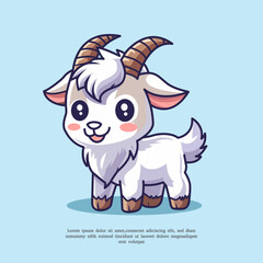 cute mascot goat vector illustration.Flat Cartoon Style