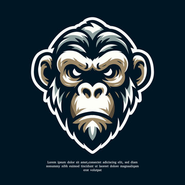 monkey ape mascot character cartoon logo for sport team. Fully editable vector monkey head.