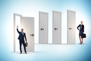 Business people and many doors of opportunities