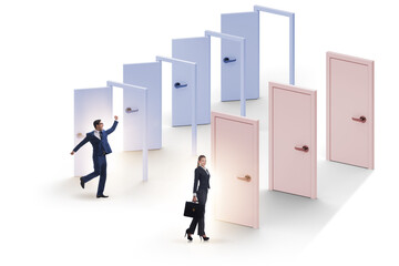 Business people and many doors of opportunities