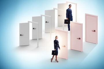 Business people and many doors of opportunities