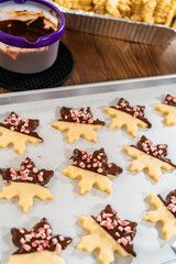 Making Star-Shaped Cookies with Chocolate and Peppermint Chips