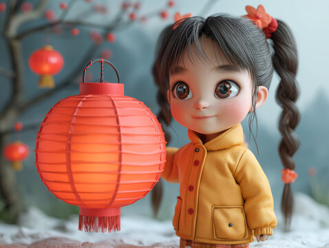 girl with a red lantern