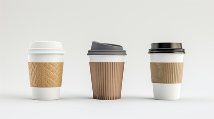 Close-up view of a potable cup of coffee on white background.