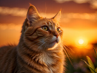 cat in the sunset