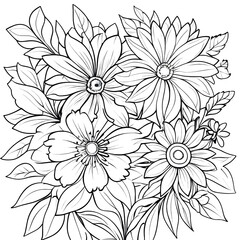 Floral coloring book pages for children and adults
