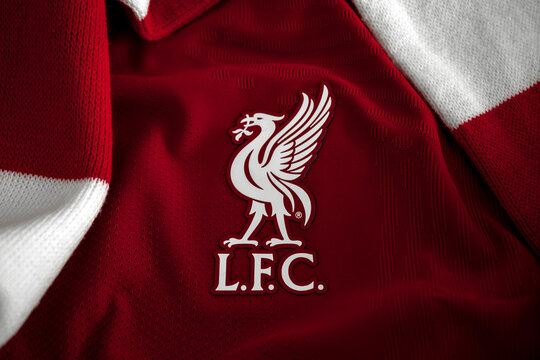 Liverpool FC and Nike collaboration Home Football Soccer Shirt for the season. logo detail and performance Vaporknit with red and white LFC scarf detail. - Liverpool, Merseyside, UK 2023. Klopp Salah