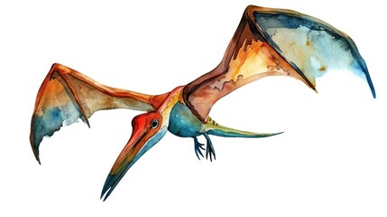 Clipart vector illustration of a flying dinosaur, Pterodactyl.