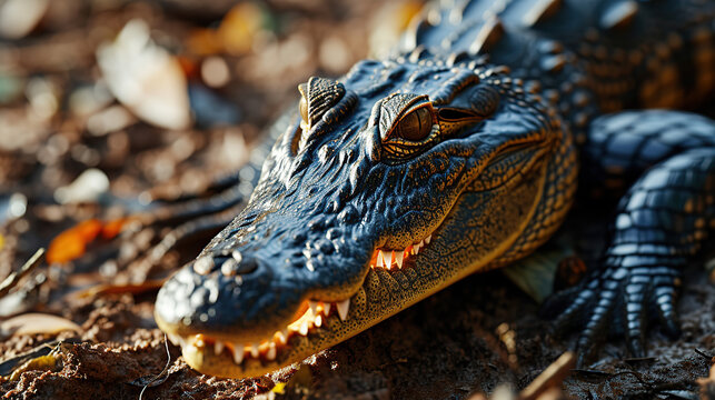 Crocodile. Detailed image of a dangerous reptile.