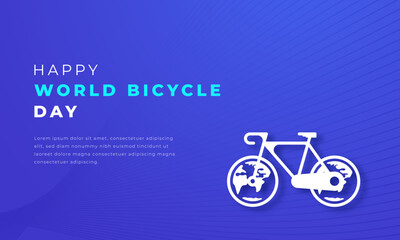 World Bicycle Day Paper cut style Vector Design Illustration for Background, Poster, Banner, Advertising, Greeting Card
