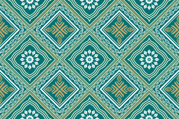 Ethnic Figure aztec embroidery style.Geometric ikat oriental traditional art pattern.Design for ethnic background,wallpaper,fashion,clothing,wrapping,fabric,element,sarong,graphic,vector illustration.