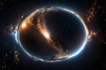 360 degree equirectangular projection space background with nebula and stars, environment map. HDRI spherical panorama 