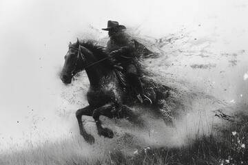 horse and rider - obrazy, fototapety, plakaty