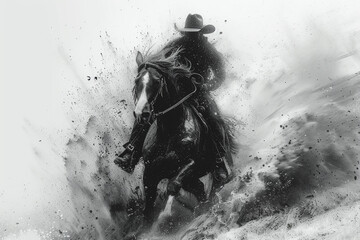 horse and rider - obrazy, fototapety, plakaty