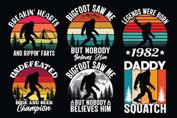 Bigfoot Vector graphics retro vintage bundle T shirt design.