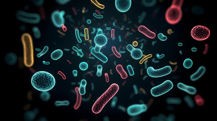 Macroscopic observation of organisms bacteria and cells and viruses under laboratory microscope