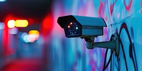 Fototapeta na wymiar Security camera concept for mass surveillance 