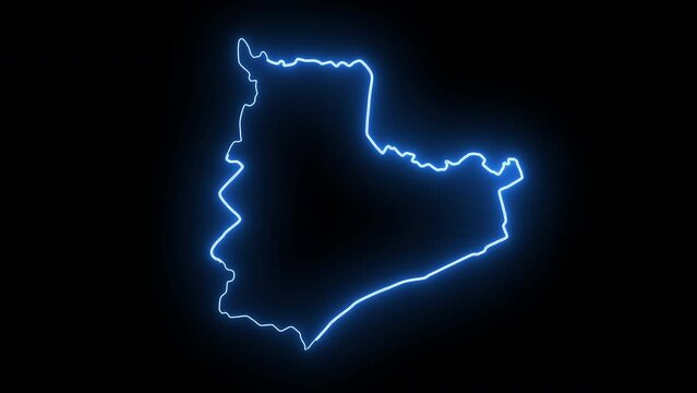 Animated map of Bac Lieu in Vietnam with glowing neon effect