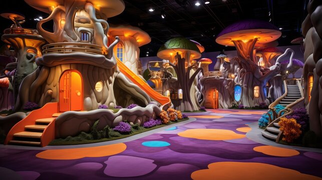 Fantasy play area for children, vibrant and imaginative design
