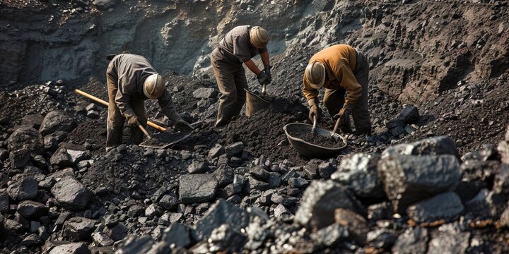 Coal miners working in the coal mine