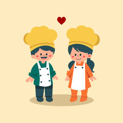 child and boy flat chef vector IIlustrations