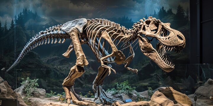 Tyrannosaurus Rex dinosaur fossil on display