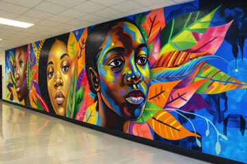 Colorful Urban Mural Depicting African Culture
