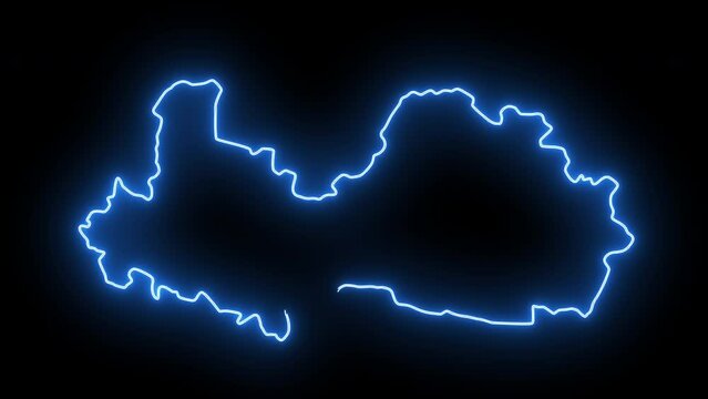 Animated bac kan map of vietnam with glowing neon effect