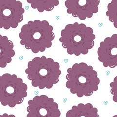 seamless pattern cartoon flower and leaves. cute plant wallpaper and background for gift wrap paper