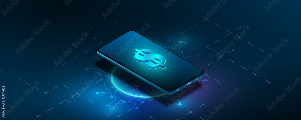 Canvas Prints smartphone technology background image, finance concept in online communication network