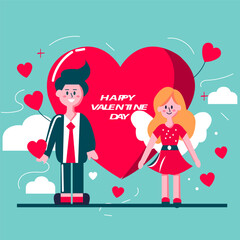 card with couple valentine vector