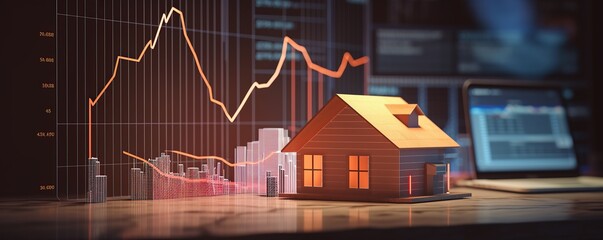 Business property asset management, investment marketing analysis with graph of business growth