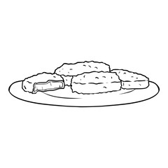 chicken nugget illustration outline isoalted vector