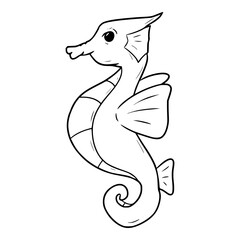 seahorse illustration outline isolated vector